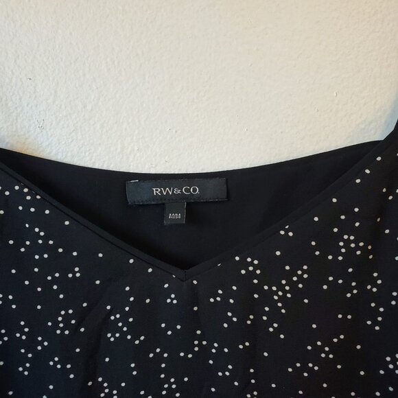 RW&CO Women Black Cami Tank Top Polka Dots Size M Stylish Casual - Picture 3 of 11